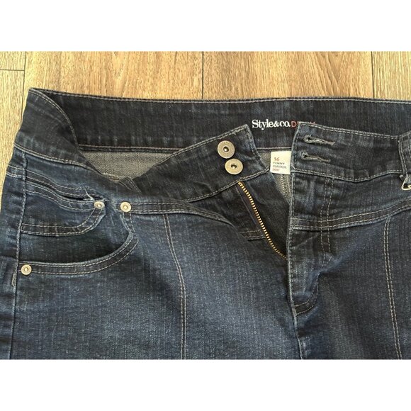 Style&co WOMENS PLUS SIZE DENIM LONG MAXI SKIRT SZ 16 TUMMY CONTROL POCKETS STRE - Picture 3 of 10